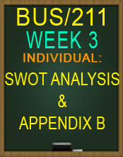 BUS/211 SWOT ANALYSIS AND APPENDIX B NEW 2015 TUTORIAL