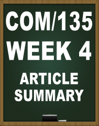 COM135 WEEK 4 ARTICLE SUMMARY