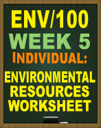 ENV/100 Week 5 Environmental Resources Worksheet and ENV100 Gamescape Summary 2017