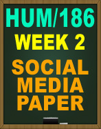 HUM/186 WEEK 2 SOCIAL MEDIA PAPER Social Media Paper
Write a 700- to 1,050-word paper answering the following questions, What are the advantages and disadvantages of easily obtainable information?
What are the advantages and disadvantages of social media?, How might knowing these advantages and disadvantages alter how a person might use social media?
, What credibility issues can arise from information on the Internet?