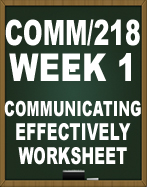 COMM218 COMMUNICATING EFFECTIVELY WORKSHEET
