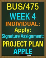 BUS/475T WEEK 4 Apply: Signature Assignment: Project Plan: APPLE