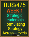 BUS/475T WEEK 1 Strategic Leadershiop: Formulating Strategy Across Levels