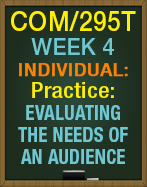 COM/295T Week 4 Evaluating the Needs of an Audience